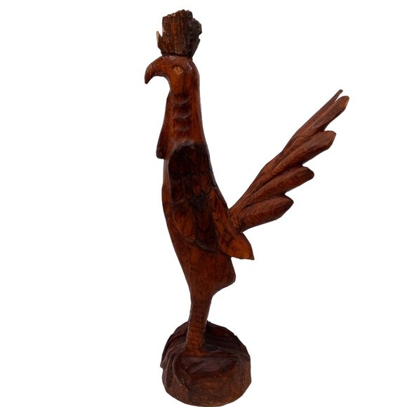 Vintage Carved Rooster Sculpture Wood Carving Chicken 19 Inch As Is Read - Picture 2 of 16